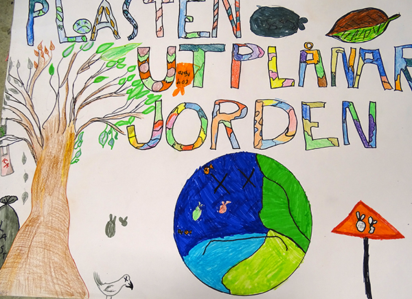 Teckning av jorden och plaster.