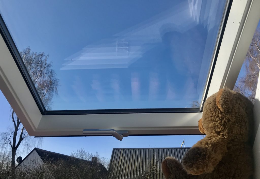 En nalle i ett fönster