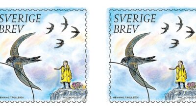 Frimärke med Greta Thunberg