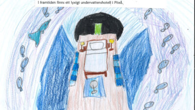 Teckning av Piteås undervattenshotell